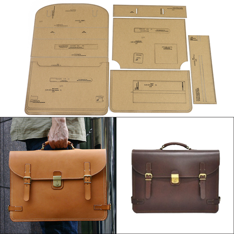 Leather Craft Personality Business Men's Handbags Briefcase Sewing Pattern Hard Kraft Paper and Acrylic DIY Template 38cm*27cm ► Photo 1/5