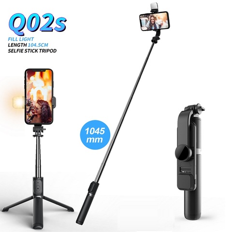 FANGTUOSI Wireless bluetooth selfie stick foldable mini tripod with fill light shutter remote control for IOS Android ► Photo 1/6