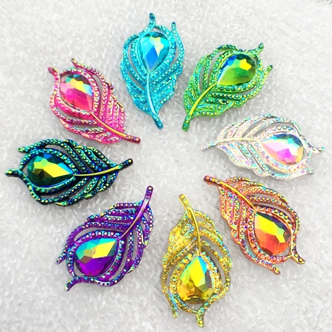 new 10pcs fashion style sew on crystal rhinestones flatback leaf shape 20*38mm handsewing gem stones-B07 ► Photo 1/6