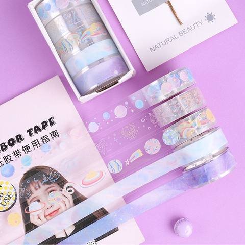 Washi Tape 5Pcs/Set Stickers Washitape School Supplies Stationery Starry Sky Masking Tape Cute Cintas Decorativas Washi Tape Set ► Photo 1/6