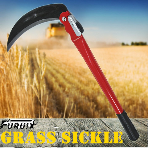 FURUIX Lightweight Gardening Grass Sickle Manganese Steel Sharp Long Handle Hand Sickle Hand Scythe for Weeding Garden Tool ► Photo 1/5