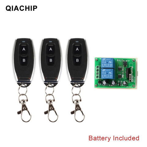 QIACHIP 433Mhz Universal Wireless Remote Control Switch DC 12V 2CH RF Relay Receiver Module RF Remote controllor Transmitter ► Photo 1/6