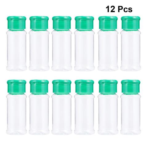 12pcs Plastic Seasoning Bottle Spice Pot Pepper Shakers Salt Jar Condiment Can Cruet for Barbecue Kitchen (Green) ► Photo 1/6