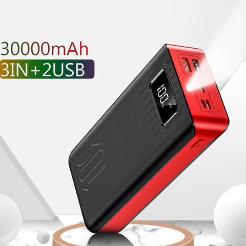 FERISING 30000mAh Power Bank LED Digital Display Dual USB External 30000 mah Pover banks Battery Portable Powerbank for Xiaomi ► Photo 1/6