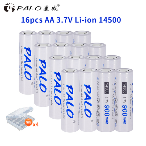 PALO 2-16 pcs 3.7V AA 14500 rechargeable battery 2A 900mAh Li-Ion lithium batteries for Led flashlight mouse torch headlights ► Photo 1/6