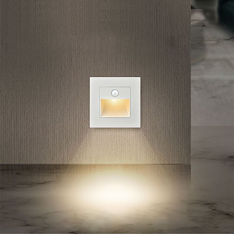 LED Motion Sensor Night Light PIR Induction Recessed In Wall Lamp Indoor Lighting Home Decor Corridor Stairs 220V 110V 3000K ► Photo 1/6