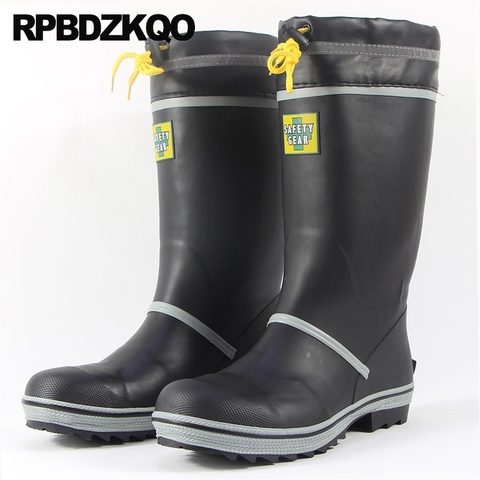 Shoes Rainboots Waterproof Steel Toe Pvc Fur Plus Size Durable Rain Tall Cheap Winter Rubber Fishing Boots Men Mid Calf Slip On ► Photo 1/6