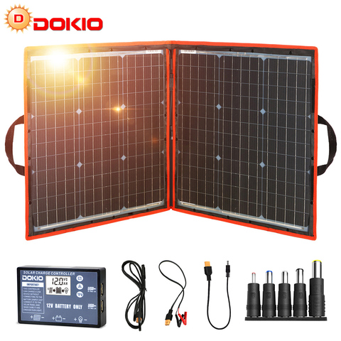 Dokio 80W (40*2pcs) 18V Flexible Foldable Solar Panel + 12V/24V Solar Controller Portable Solar Panel For Camping/Travel ► Photo 1/6