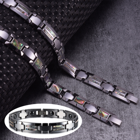 Tungsten Magnetic Bracelet Men Anti-scratch Cross Shell Magnetic Bracelet Benefits Male Energy Tungsten Carbide Bracelet for Men ► Photo 1/6