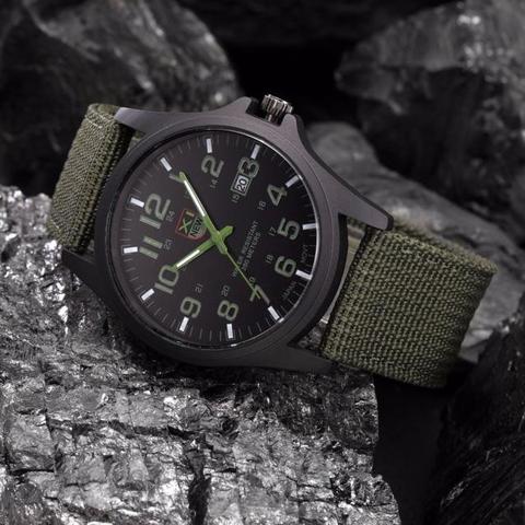 Outdoor Mens Watches Waterproof Date Stainless Steel Military Sports Watch Analog Quartz Army Wrist Watch Nylon Strap relogio ► Photo 1/6