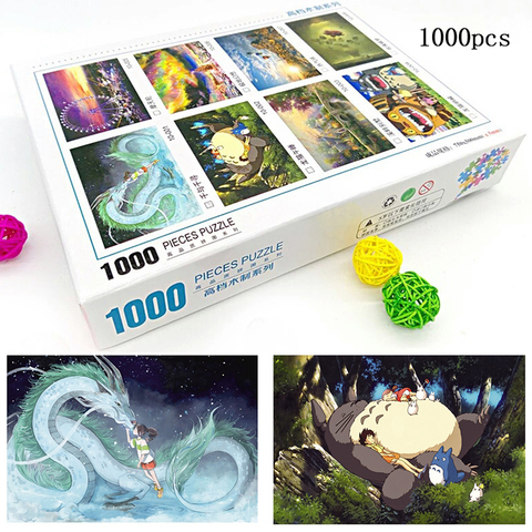 Wooden Puzzles 1000 Pieces Cartoon Anime Spirited Away Totoro Jigsaw Educational Kids Adult Antistress Brain Teaser Puzzles Toys ► Photo 1/5