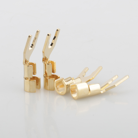 Audio SY006G Gold Plated Pure Copper Speaker Cable Spade Terminal Connector Plug Copper Gold Plated Speaker Wire Cable Y Spade ► Photo 1/6