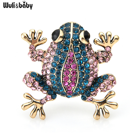Wuli&baby Sparkling Full Rhinestone Frog Brooches Women Metal Lovely Animal Party Casual Brooch Pins Gifts ► Photo 1/3