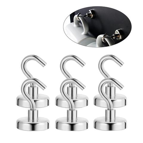 6 Pcs Strong Magnetic Hooks Heavy Duty Wall Hooks Hanger Key Coat Cup Hanging Hanger for Home Kitchen Storage Organization ► Photo 1/6