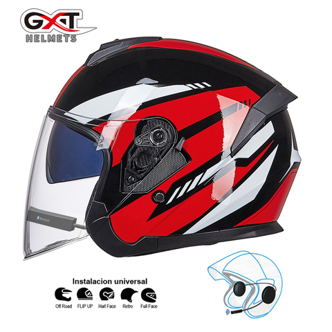 GXT Motorcycle Helmet Headset Biker Moto Helmets Bluetooth Earphone Motorbike Crash Unisex Helmet Casco with Bluetooth ► Photo 1/6