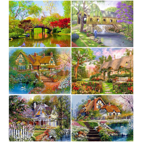 Diamond Painting Landscapes Garden Lodge Full Drill Kits Embroidery Decoration