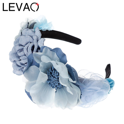 LEVAO Bridal Garland Headpiece Holiday Flower Headband Wreath Hairband Party Girls Hair Accessories Corolla Crown  Head Hoop New ► Photo 1/6