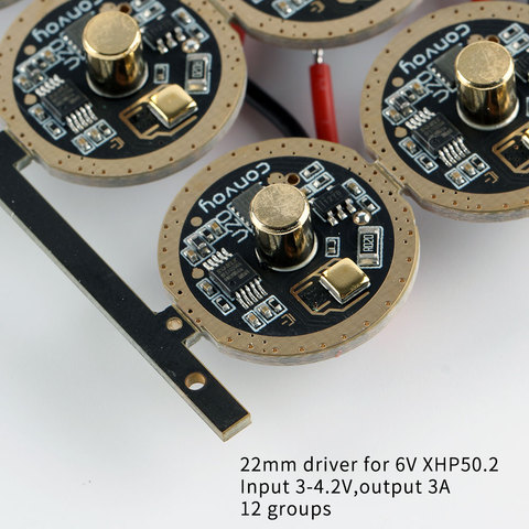 Driver for CREE xhp50.2 LED,input 3-4.2V ,output 3A, diameter 22mm,non-pwm,temperature control, 12 groups ► Photo 1/5