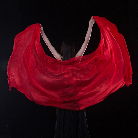 100% Silk Performance Dancewear Solid Color Light Texture Veil Shawls Women Scarf Costumes Accessories Belly Dance Veils 250cm ► Photo 1/6