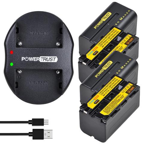 PowerTrust NP-F750 NP-F770 NPF750 Battery+USB Dual Charger for Yongnuo Godox LED Video Light YN300Air II YN300 III YN600 L132T ► Photo 1/6