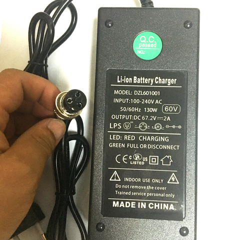 DC67.2V 2A Lithium charger for 60V Wheelbarrow Electric self balancing unicycle scooter skateboard battery 60v with XLR 12MM DC ► Photo 1/5