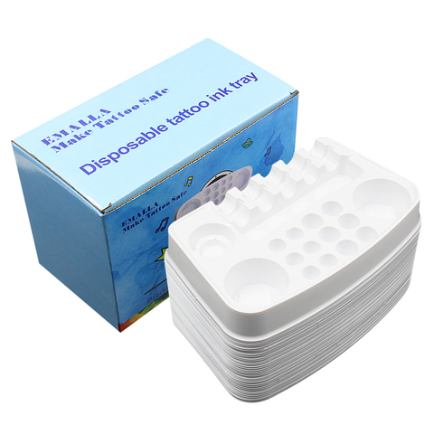 30pcs/box Disposable Tattoo Ink Tray White Plastic Pigment Tray Color Palette Holder Adhesive ink Tray Holders Tattoo Ink Palet ► Photo 1/6