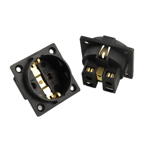 16 Amp 250 Volt OEM / ODM European Standard Wall Plug 86 Square Panel Socket  Gold Plated ► Photo 1/6