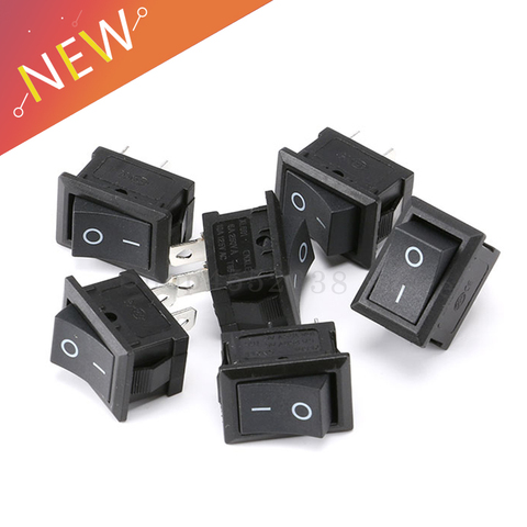 10PCS/LOT 15*21mm 2 Pin SPST ON/OFF Boat Rocker Switch 6A-10A 110V 250V KCD1-101 Snap-in Black Rocker Switches ► Photo 1/4