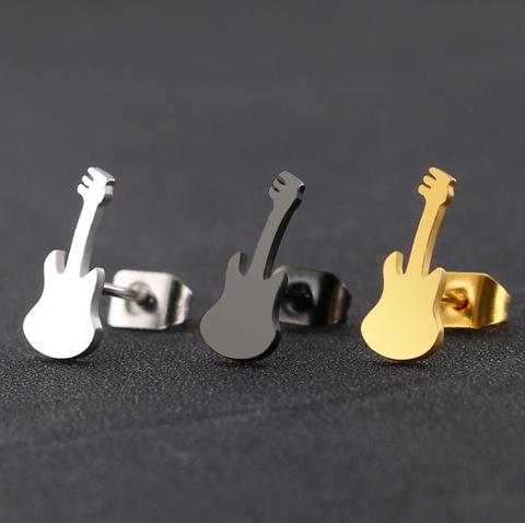 Stainless Steel Music Instrument Guitar Stud Earrings for Women Girl Earing Musical Stud Oorbellen Homme Femme Bijoux ► Photo 1/6