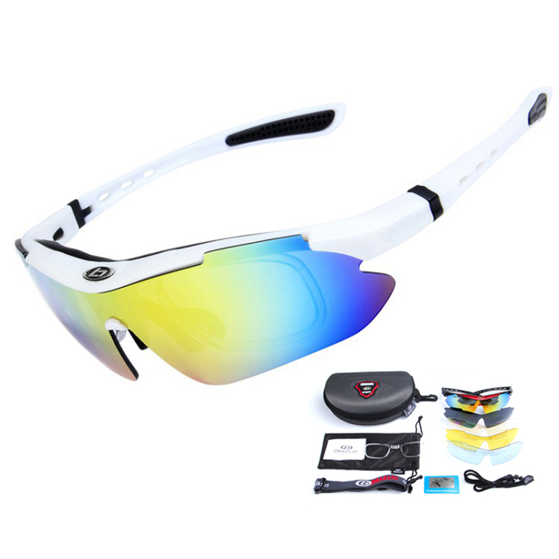 Polarized Glasses 5 Lens Cycling Goggles Outdoor Sunglasses UV Eyewear Men Women 