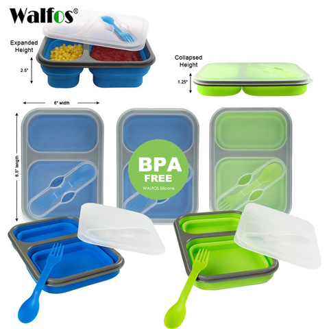 WALFOS Silicone Collapsible Portable Lunch Box Bowl Bento Boxes Folding Food Storage Container Lunchbox for Outdoor Travel ► Photo 1/6