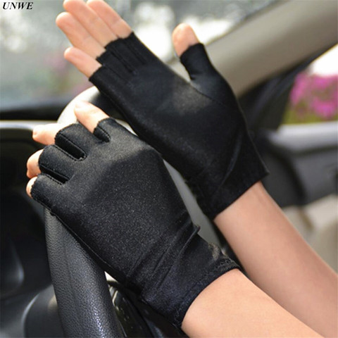 1 Pairs Half Finger Gloves Men Black White Spandex Gloves Household Thin Stretch Men Driving Gloves ► Photo 1/5