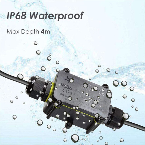 IP68 Waterproof Junction Box 2 Way 3pin 6-12mm Gland Electrical Junction Box 24A 450V Sealed Retardant Outdoor Connector ► Photo 1/6