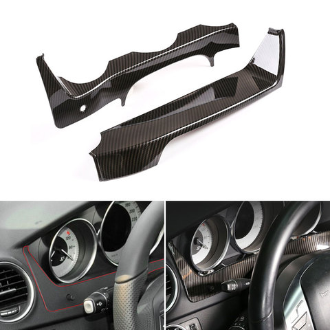 Car Styling Carbon Fiber texture Steering Wheel Dashboard Panel Cover Frame Trim For Mercedes Benz C Class W204 2011 2012 2013 ► Photo 1/6