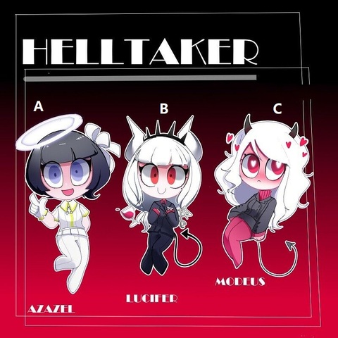 Acrylic Keychain Strap Helltaker Azazel Lucifer Modeus Keyring Hanging Figure ► Photo 1/1