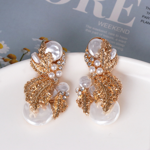 2022 New ZA Water Drop Pearl Earrings For Women Fashion Rhinestone Dangle Drop Earrings Vintage Accessory wedding jewelry ► Photo 1/6