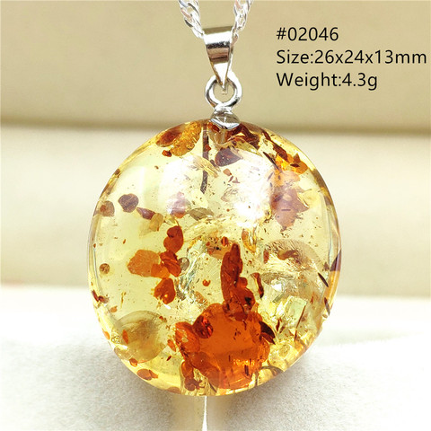 Natural Yellow Piebald Amber Necklace Pendant Flower Rare Inclusion Fashion Gemstone Women Men Crystal Healing AAAAA ► Photo 1/6