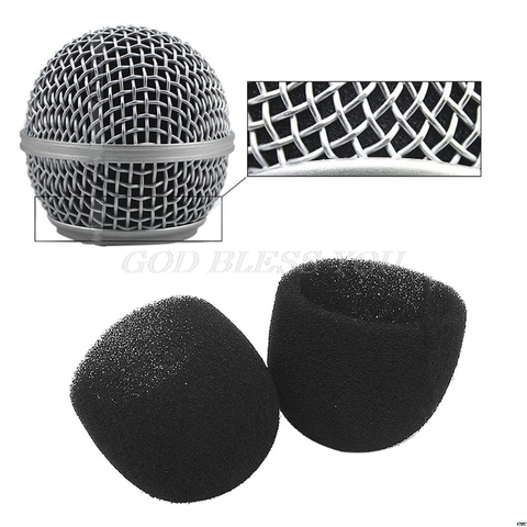 Black Round Ball Shape Microphone Cap Windscreen Grill Inner Foams Sponge for SM58 SLX24 PGX24 PG58 BETA58A Mic Cover ► Photo 1/6