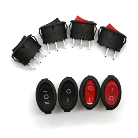 5PCS Oval Power Switch AC Toggle IO ON-OFF Car Boat  Push Button Rocker Switch 2P 3Pin 25x16.5mm Button Power Elliptic switched ► Photo 1/6