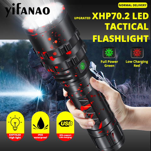 Ultra Bright XHP70.2 LED Flashlight Xlamp 8000LM Powerful XHP50.2 Lanterna For Hunting L2 Waterproof Torch Light Use 18650 26650 ► Photo 1/6