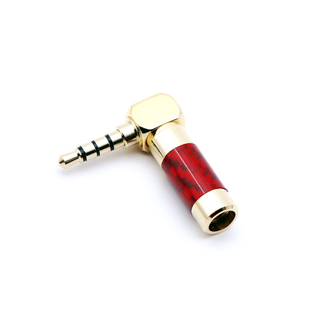 3.5mm 4 Pole Stereo Jack Carbon Fiber Earphone Jack Male Plug Gold Plated 90 Degree Repair Solder DIY Connector for 6mm Cable ► Photo 1/5