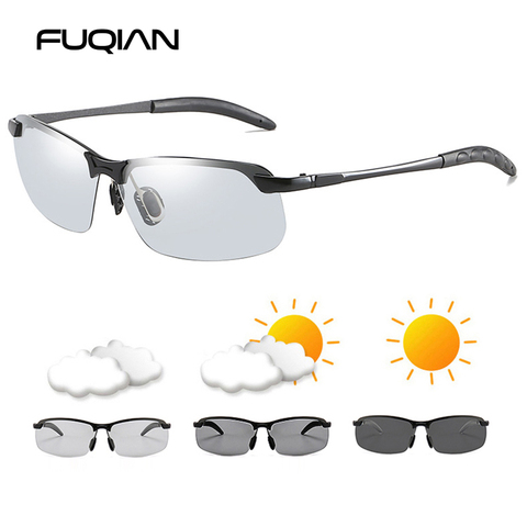 FUQIAN Photochromic Sunglasses Men Women Vintage Metal Polarized Sun Glasses For Male Night Vision Driving Sunglass ► Photo 1/5