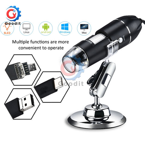 Portable Digital Microscope 500x/1000x/1600x Magnification Endoscope with 8 LEDs Braceket Ruler for Mac/Window/Linux/Andriod ► Photo 1/6