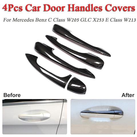 Car Door Handles Covers Chrome Exterior Car Styling Sticker for Mercedes Benz C Class W205 GLC X253 E Class W213 ► Photo 1/6