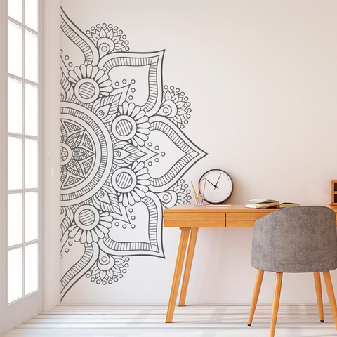 Bohemian Wall Decal Half Mandala Headboard Decals Bedroom Yoga Studio Meditation Room Home Decor Window Art Vinyl Stickers E705 ► Photo 1/2