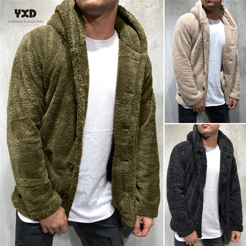 Men's Clothing Loose Hoodie Man Cardigan Sweater Mens Thick Warm Fluff Cardigans Knitted Sweaters Mans clothes Coat jacket K pop ► Photo 1/6