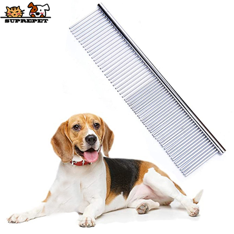SUPREPET Stainless Steel Grooming Comb for Pet Round Soft Teeth Puppy Comb Rake Cleaning Deshedding Tool Dog Supplies ► Photo 1/6