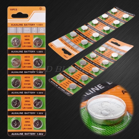 10PCS Button Coin Cell Battery AG10 1.5V Watch Batteries SR54 389 189 LR1130 SR1130 Toys Control Remote Drop Shipping ► Photo 1/6