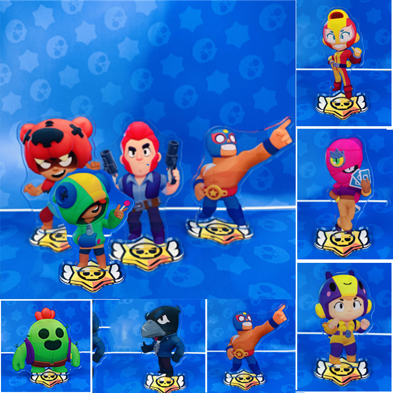 Buy Online Large Brawl Stars Figure Model Card Acrylic Stand Figure Model Plate Holder Cake Topper Brawling Material Peripheral Action Toys Alitools - topper brawl stars leon