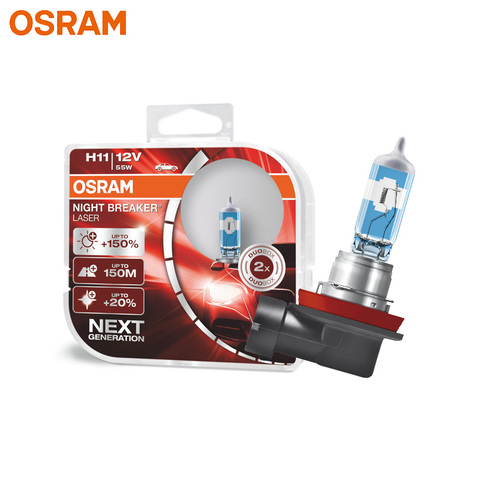 OSRAM H11 64211NL Halogen Night Breaker Laser Next Generation 12V 55W +150% Bright White Car Headlight Genuine Fog Lamps Pair ► Photo 1/6